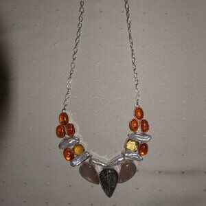 BEAUTIFUL 925 Sterling Silver Handmade MULTICOLOR Gemstone Necklace